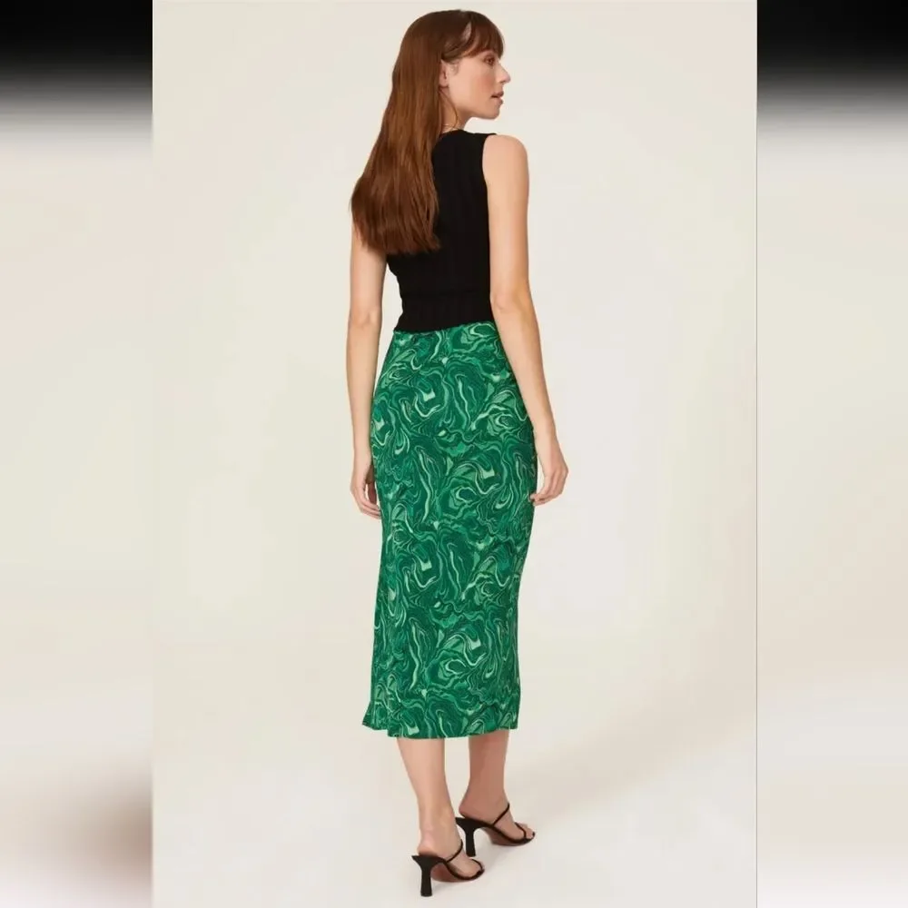 Diane Von Furstenburg Cybele Green Skirt Size XS Artsy